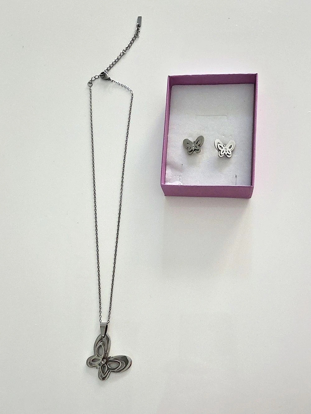 BEYA Butterfly Jewelry Set in Silver NWT